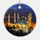 Istanbul Blauwe Moskee Nachtlandschap Premium Reiz Keramisch Ornament (Achterkant)