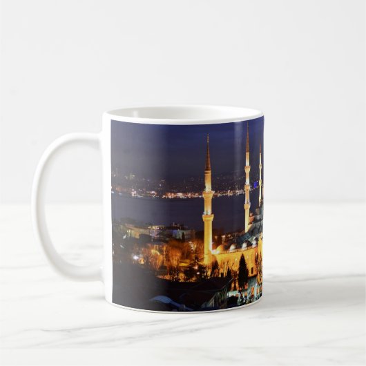 Istanbul Blauwe Moskee Nachtlandschap Premium Reiz Koffiemok (Links)