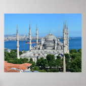 Istanbul Blauwe Moskee Nachtlandschap Premium Reiz Poster (Voorkant)