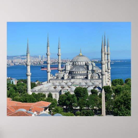 Istanbul Blauwe Moskee Nachtlandschap Premium Reiz Poster (Voorkant)