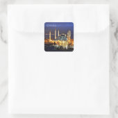 Istanbul Blauwe Moskee Nachtlandschap Premium Reiz Vierkante Sticker (Tas)