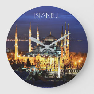 Istanbul Blauwe Moskee Nachtzicht Landschap Turkij Grote Klok