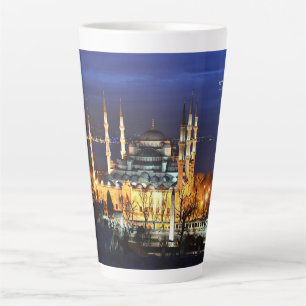 Istanbul Blauwe Moskee Nachtzicht Landschap Turkij Latte Mok