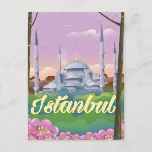 Istanbul blauwe moskee reisposter briefkaart