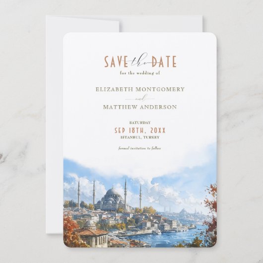 Istanbul Bosporus Breeze Save-the-Date Kaart (Voorkant)