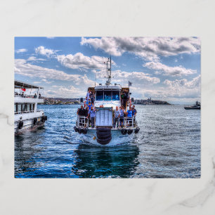 Istanbul Bosporus Veerboot Folie Feestdagen Briefkaart