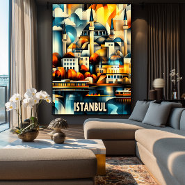 Istanbul Cubistische Harmonie – Geometrische Stads Poster
