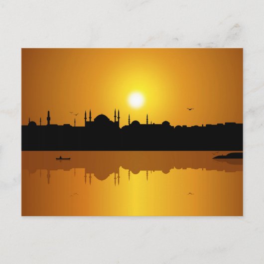 Istanbul en zonsondergang briefkaart (Voorkant)
