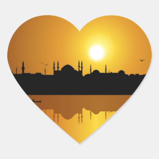 Istanbul en zonsondergang hart sticker