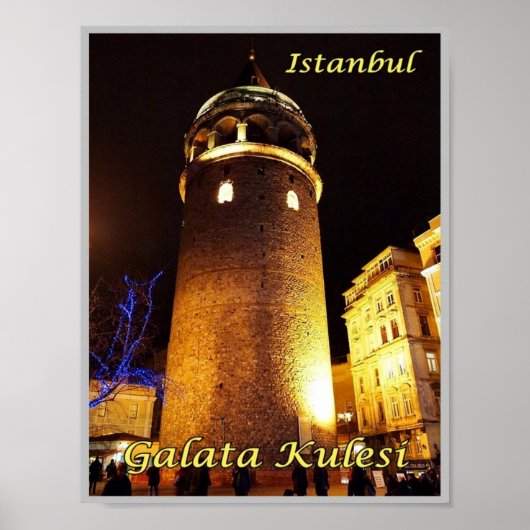 Istanbul - Galata Kulesi bij nacht - Turkije - Poster (Voorkant)