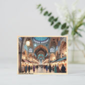 Istanbul Grand Bazaar Vintage Reizen Briefkaart (Staand voorkant)
