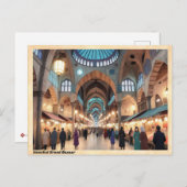 Istanbul Grand Bazaar Vintage Reizen Briefkaart (Voorkant / Achterkant)