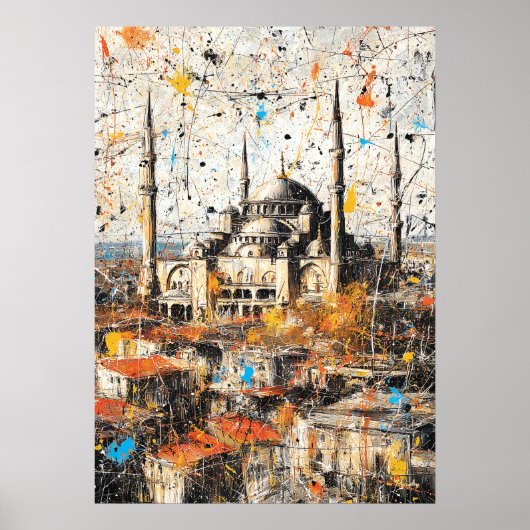 Istanbul Hagia Sophia Abstract Drip Painting Poster (Voorkant)