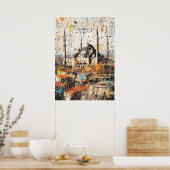 Istanbul Hagia Sophia Abstract Drip Painting Poster (Keuken)