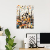 Istanbul Hagia Sophia Abstract Drip Painting Poster (Thuiskantoor)