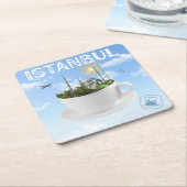 Istanbul in een theekopje - Skyline - Turks cadeau Kartonnen Onderzetters (Schuin)