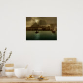 Istanbul in maanlicht schilderij Poster (Keuken)