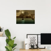 Istanbul in maanlicht schilderij Poster (Thuiskantoor)