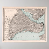  Istanbul, kaart van het oude Constantinopel (1893