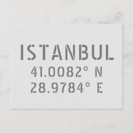 Istanbul Latitude- en Longitude-coördinaten Briefkaart