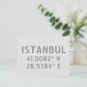 Istanbul Latitude- en Longitude-coördinaten Briefkaart (Staand voorkant)