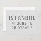 Istanbul Latitude- en Longitude-coördinaten Briefkaart (Voorkant / Achterkant)