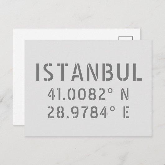 Istanbul Latitude- en Longitude-coördinaten Briefkaart (Voorkant / Achterkant)