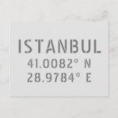 Istanbul Latitude- en Longitude-coördinaten Briefkaart (Voorkant)