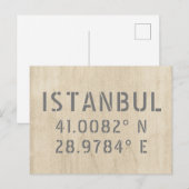 Istanbul Latitude & Longitude Coordinates Hood Briefkaart (Voorkant / Achterkant)