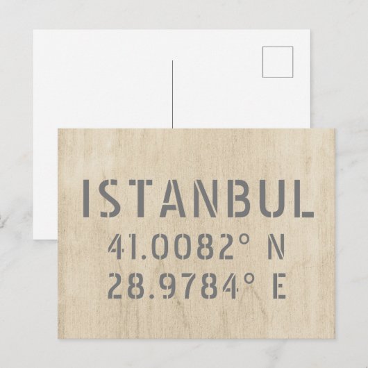 Istanbul Latitude & Longitude Coordinates Hood Briefkaart (Voorkant / Achterkant)