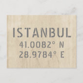 Istanbul Latitude & Longitude Coordinates Hood Briefkaart (Voorkant)