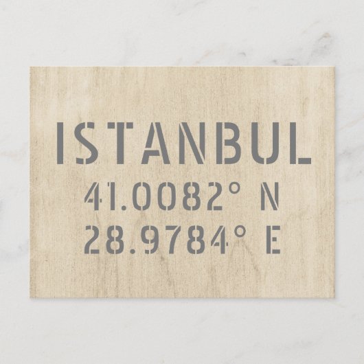 Istanbul Latitude & Longitude Coordinates Hood Briefkaart (Voorkant)