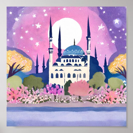 Istanbul Moskee met Minaretten Poster (Voorkant)