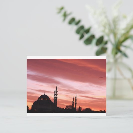 Istanbul-Mosque silhouette Briefkaart (Staand voorkant)