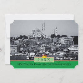 Istanbul Panorama & Happy New Year Card/20XX Feestdagenkaart