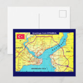 Istanbul Retro Groet Ansichtkaart Briefkaart (Voorkant / Achterkant)