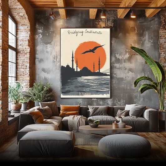 Istanbul Silhouette bij zonsondergang - Minimalist Poster