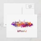 Istanbul skyline in waterverf briefkaart (Voorkant / Achterkant)