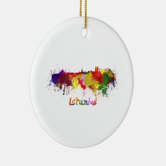 Istanbul skyline in waterverf keramisch ornament (Rechts)