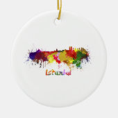 Istanbul skyline in waterverf keramisch ornament (Voorkant)