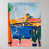 Istanbul Skyline met Waterfront in Fauvistische ku Poster (Voorkant)