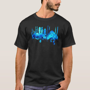 Istanbul Skyline Turkey Blue Mosque Colored Painte T-shirt