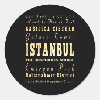 Istanbul Stad Turkije Typografie Kunst Ronde Sticker