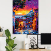 Istanbul Stads Silhouet Poster – Levendig Turks Ku (Thuiskantoor)