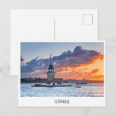 Istanbul - Straat Bosphorus en meisjestoren Feestdagenkaart (Voorkant / Achterkant)