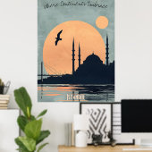 Istanbul Sunset - Moskeeën en bruggen Silhouet Poster (Thuiskantoor)