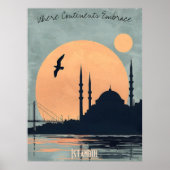Istanbul Sunset - Moskeeën en bruggen Silhouet Poster (Voorkant)