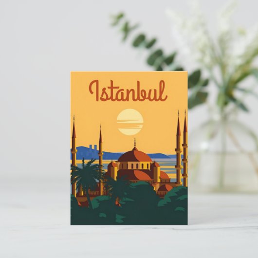 Istanbul Tower Turkije Travel waterverf Briefkaart (Staand voorkant)