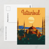  Istanbul Tower Turkije Travel waterverf Briefkaart (Voorkant / Achterkant)