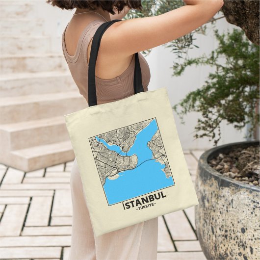 Istanbul, Turkey City Map Tote Bag